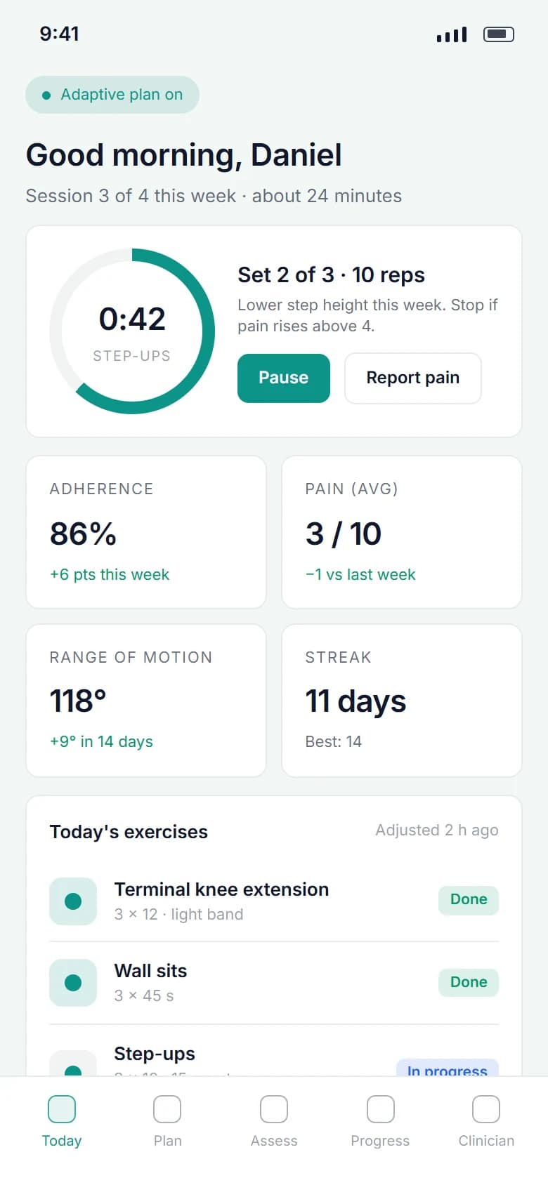 AI Physiotherapy Assistant on a phone