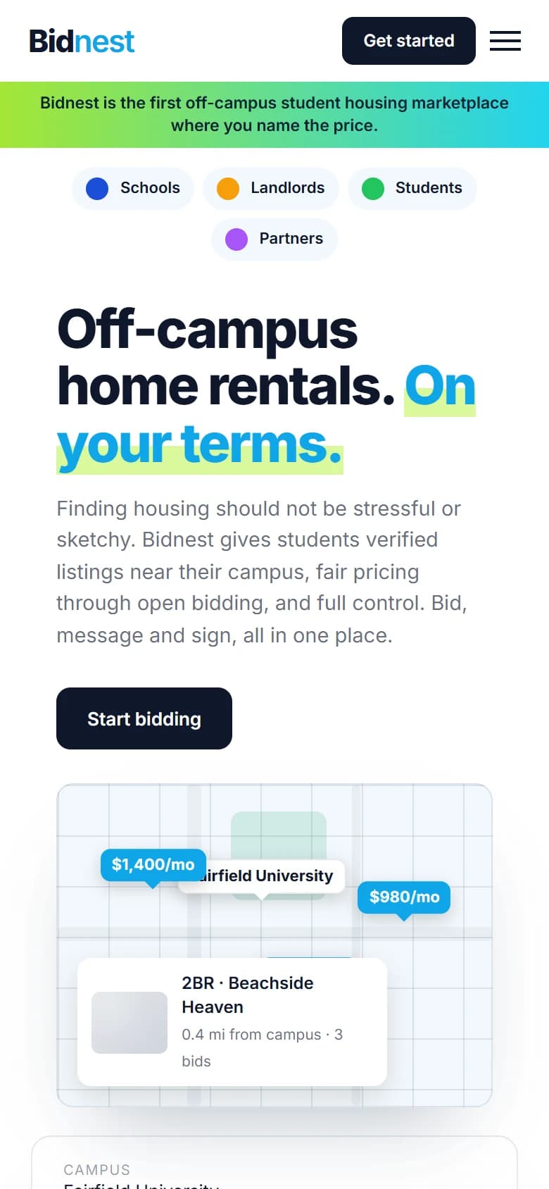 Bidnest Mobile App on a phone