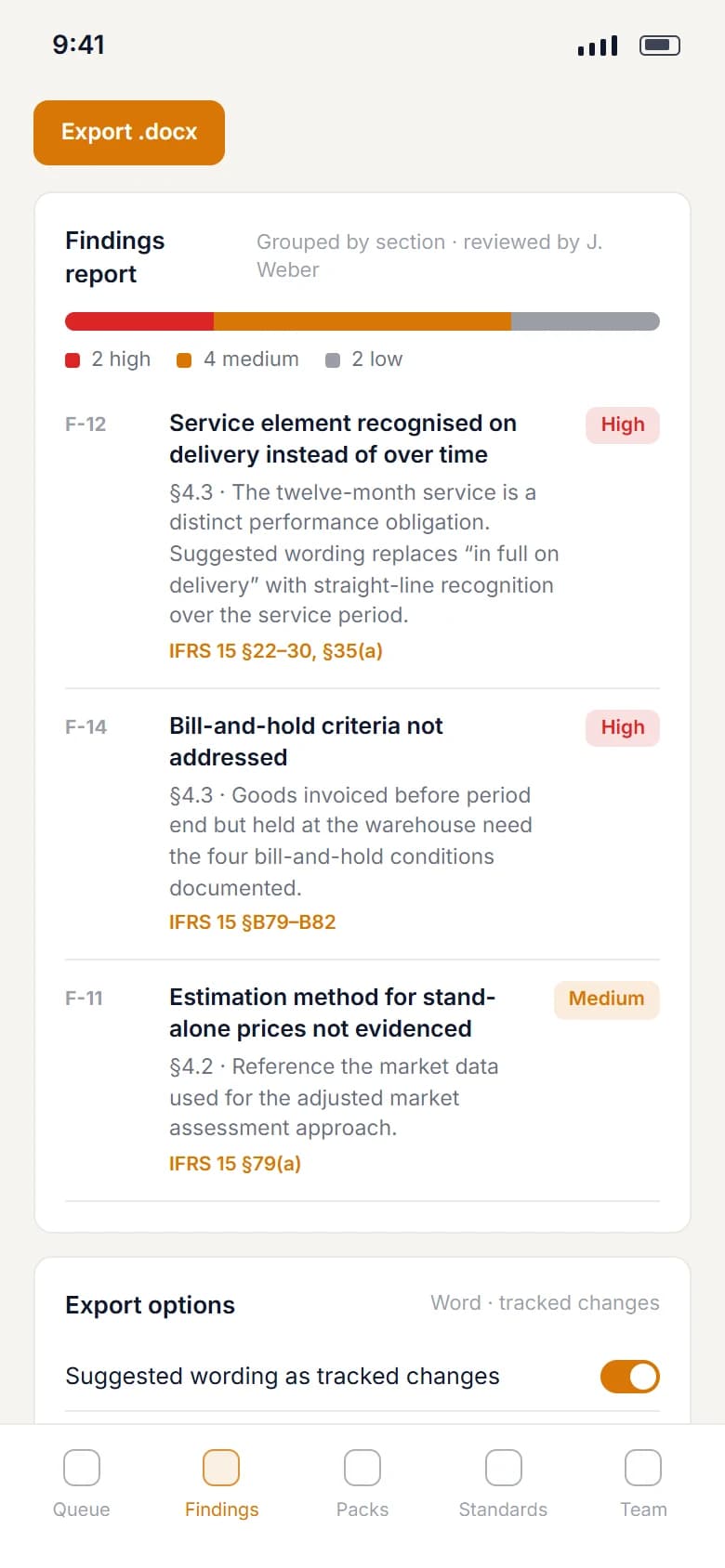 Compliance Review Agent: Findings report on a phone